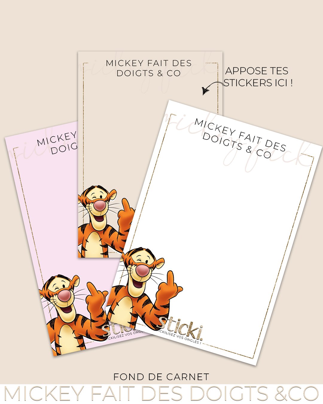 FOND DE CARNET - MICKEY FAIT DES DOIGTS