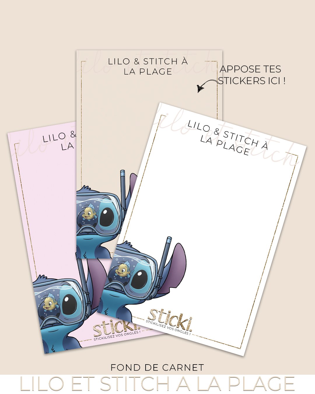 FOND DE CARNET - Lilo & Stitch PLAGE