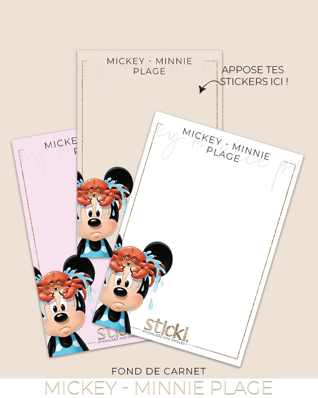FOND DE CARNET - Mickey Minnie Plage