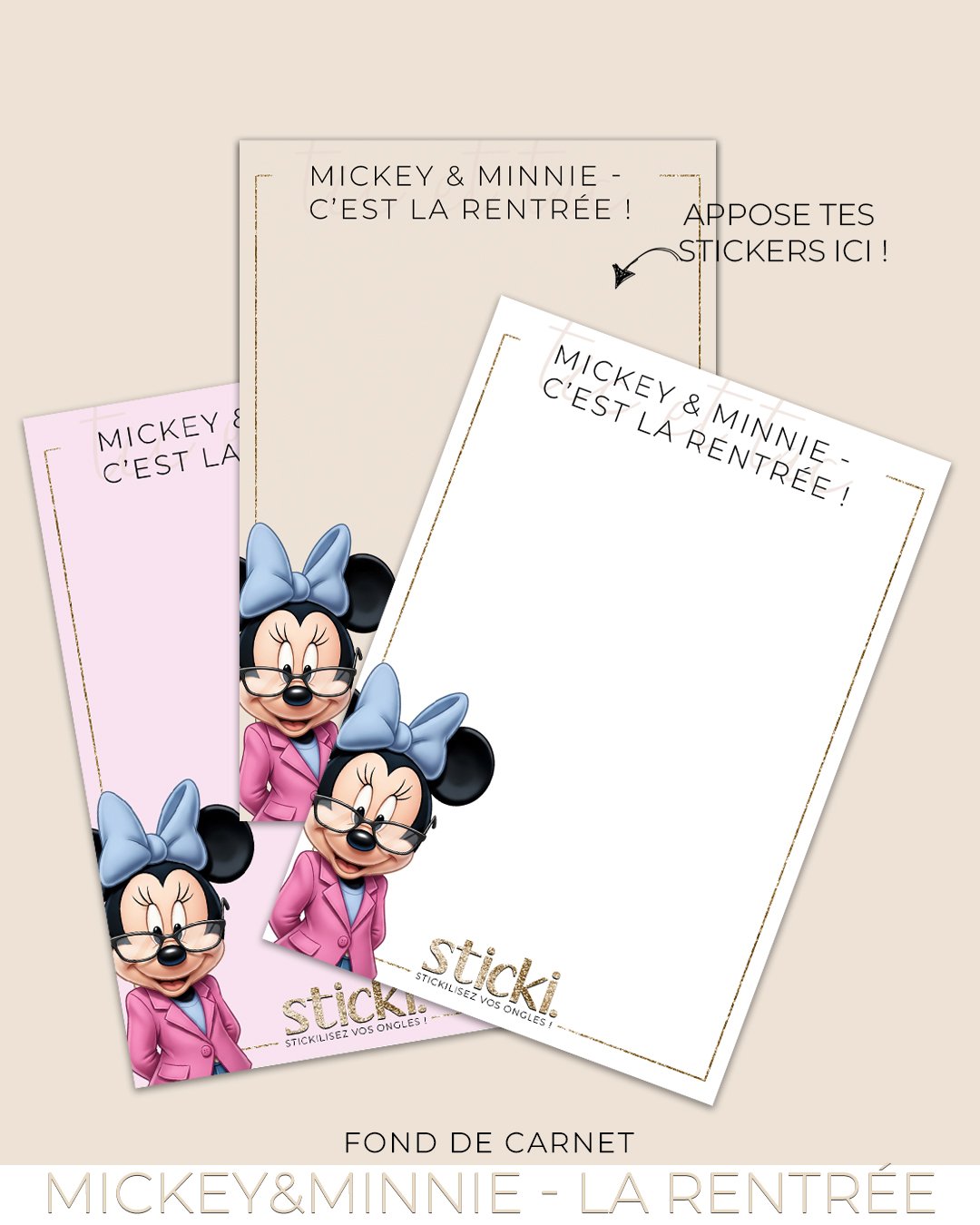 FOND DE CARNET - Mickey & Minnie - C'est la rentrée ! Co Aout