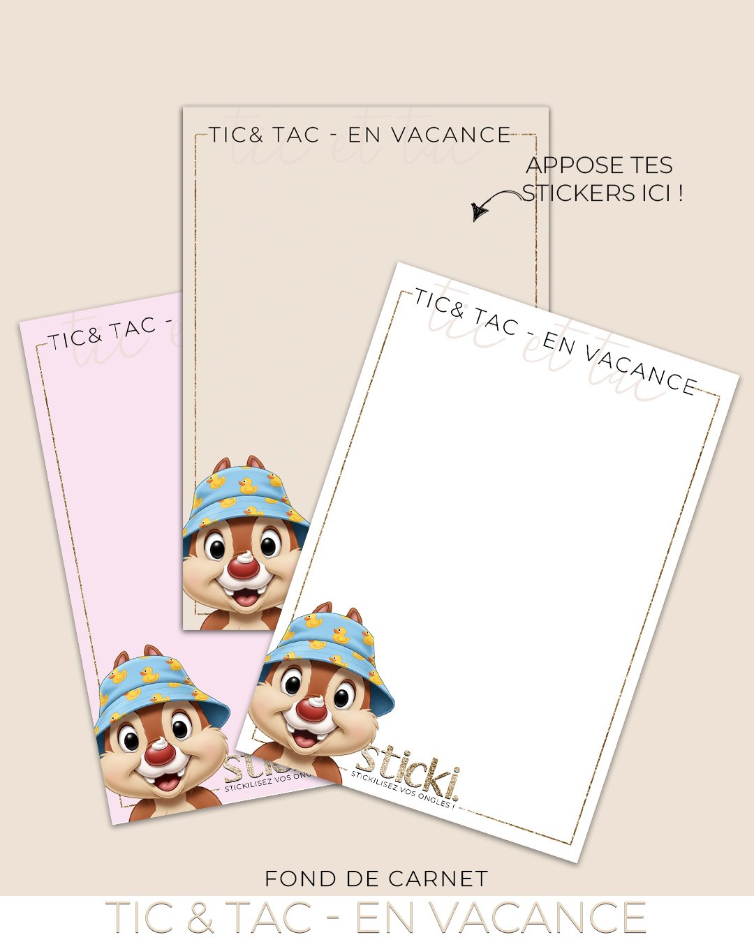 FOND DE CARNET - TIC ET TAC EN VACANCE