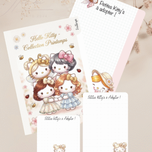 Intercalaire KITTY Printemps + Fond de classeur, boîte et carnet