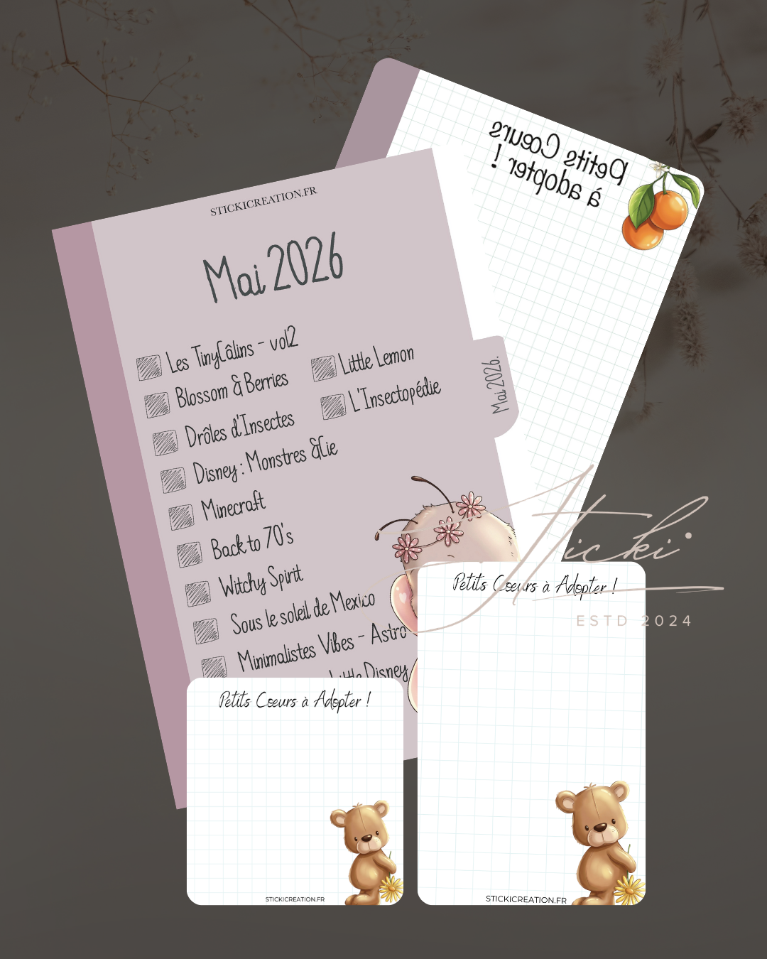 Intercalaire MAI à cocher + Fond de classeur, boîte et carnet