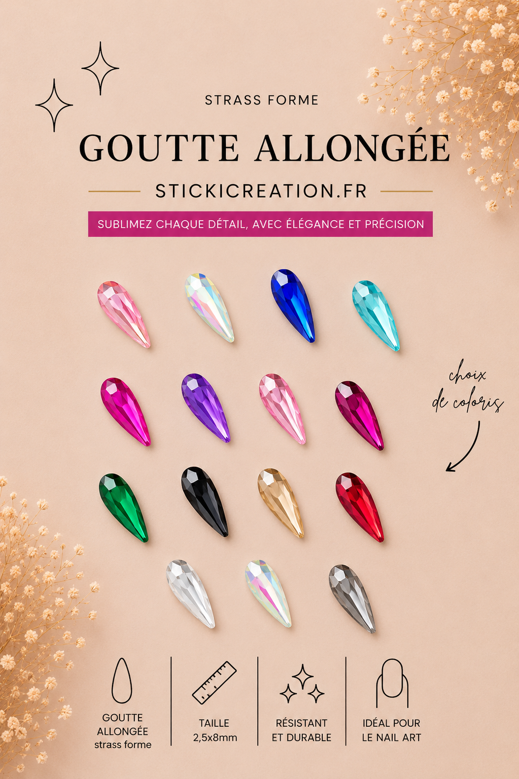 GOUTTE ALLONGEE - STRASS FORME