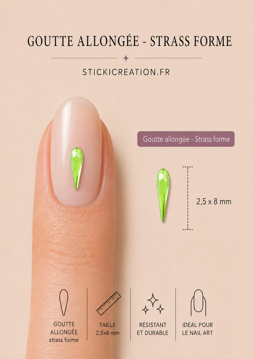 GOUTTE ALLONGEE - STRASS FORME – Image 2