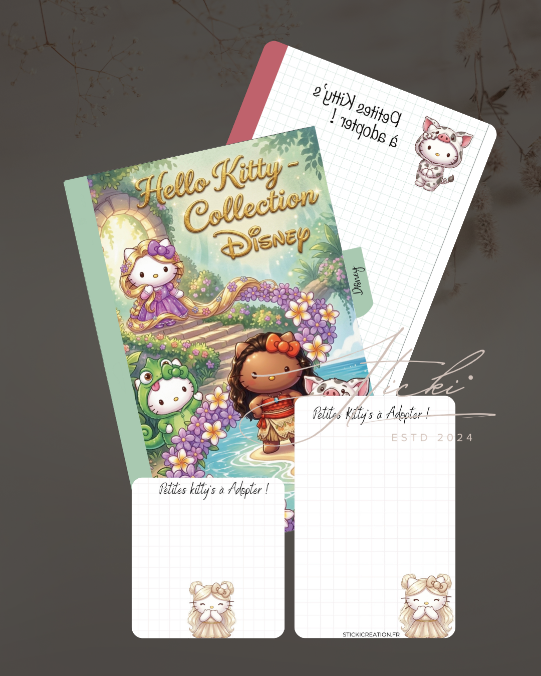 Intercalaire KITTY Disney + Fond de classeur, boîte et carnet