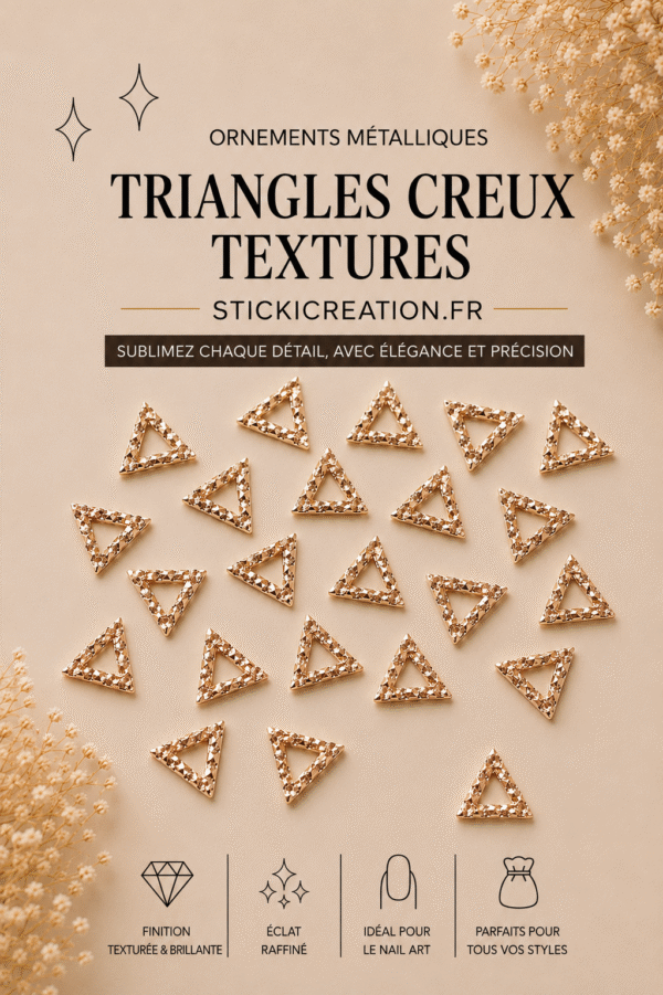 Ornement - Triangle creux texturé - Rose Gold