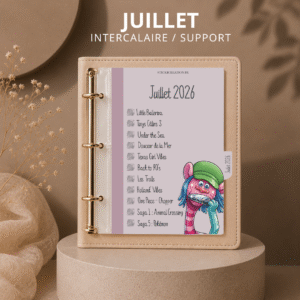 Intercalaire JUILLET à cocher + Fond de classeur, boîte et carnet