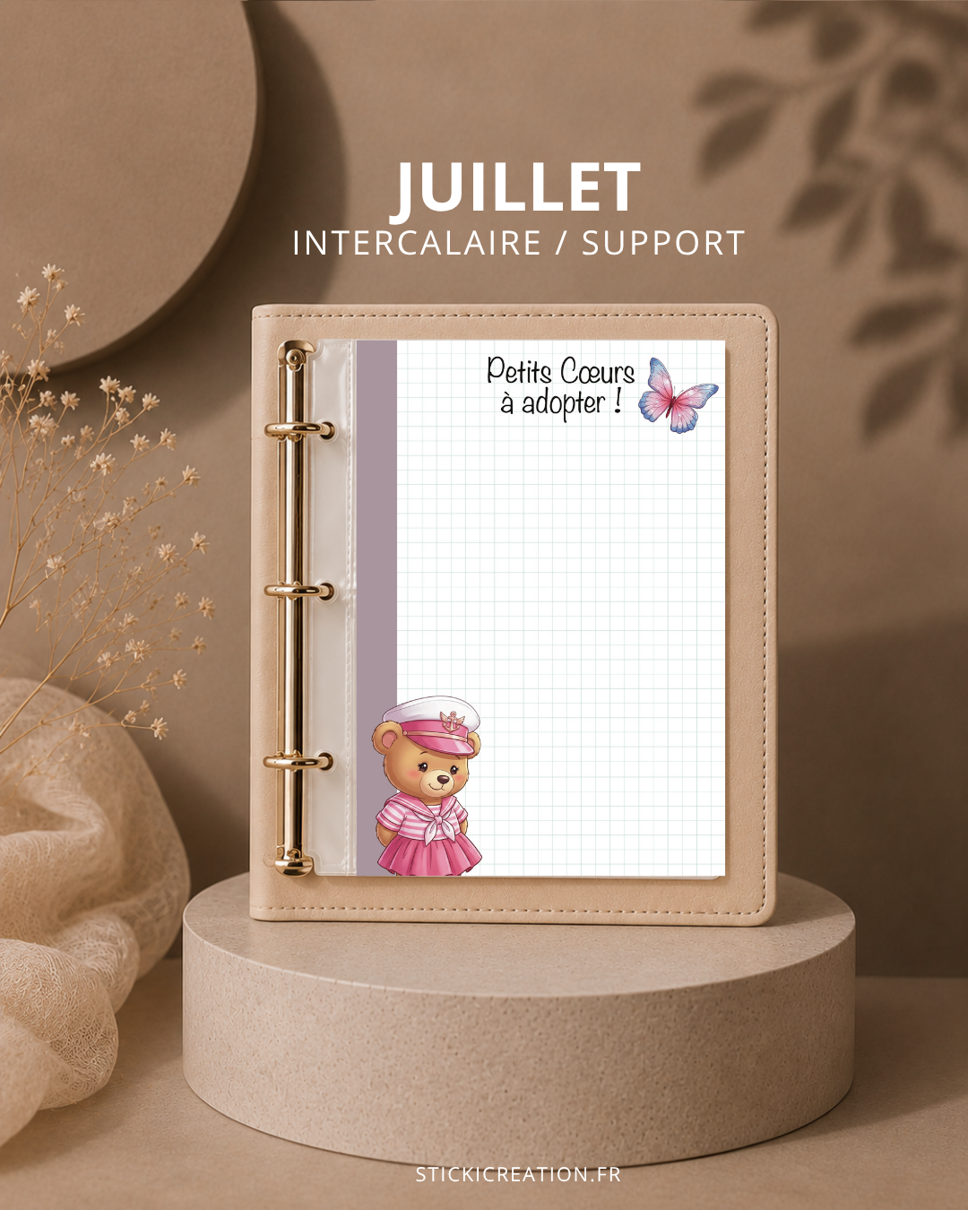 Intercalaire JUILLET à cocher + Fond de classeur, boîte et carnet – Image 2