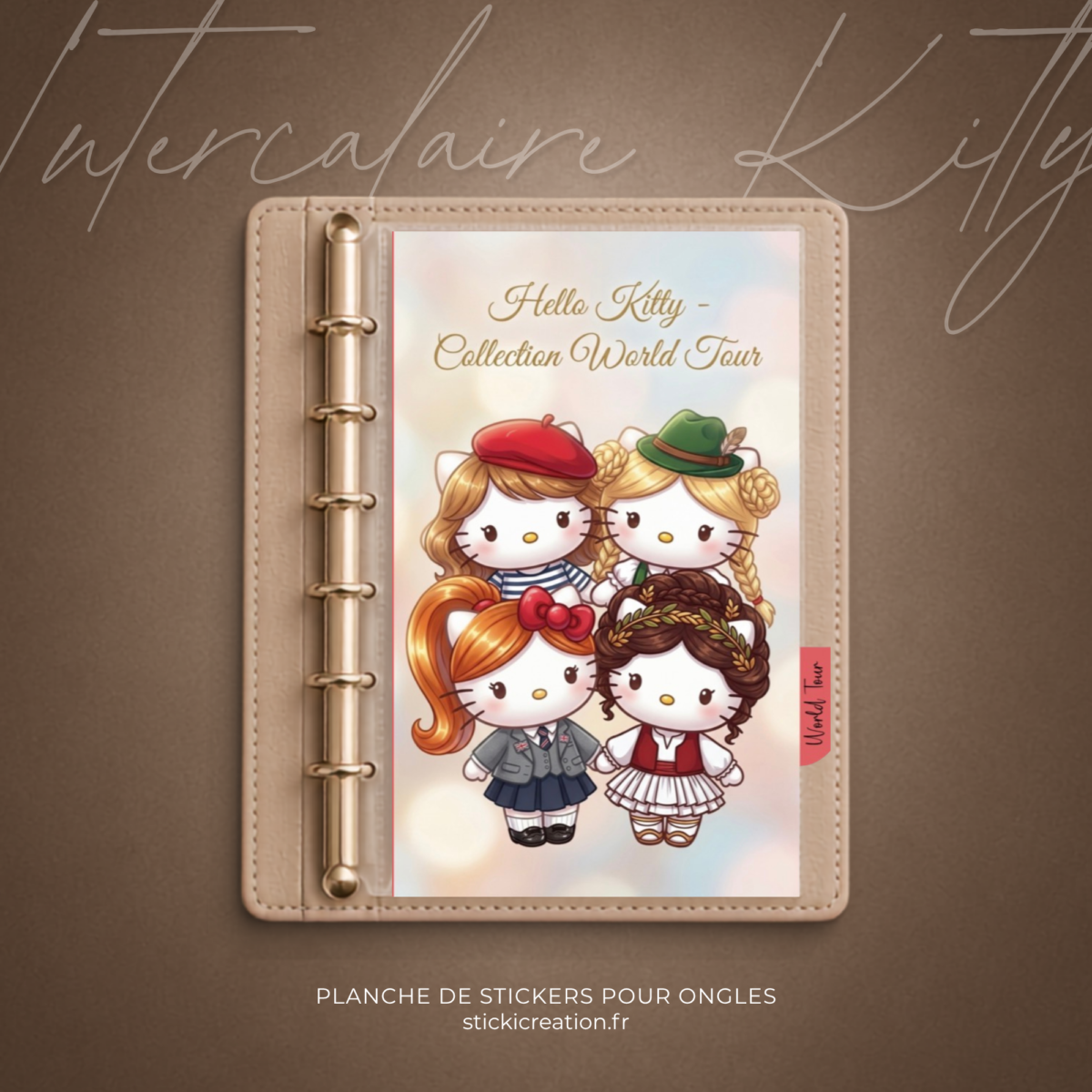 Intercalaire KITTY MONDE + Fond de classeur, boîte et carnet