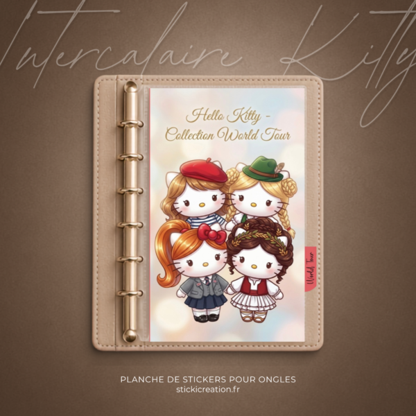 Intercalaire KITTY MONDE + Fond de classeur, boîte et carnet