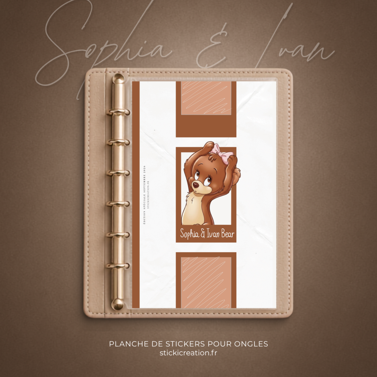 STICKER CARD -SOPHIA & IVAN BEARS -SEPTEMBRE