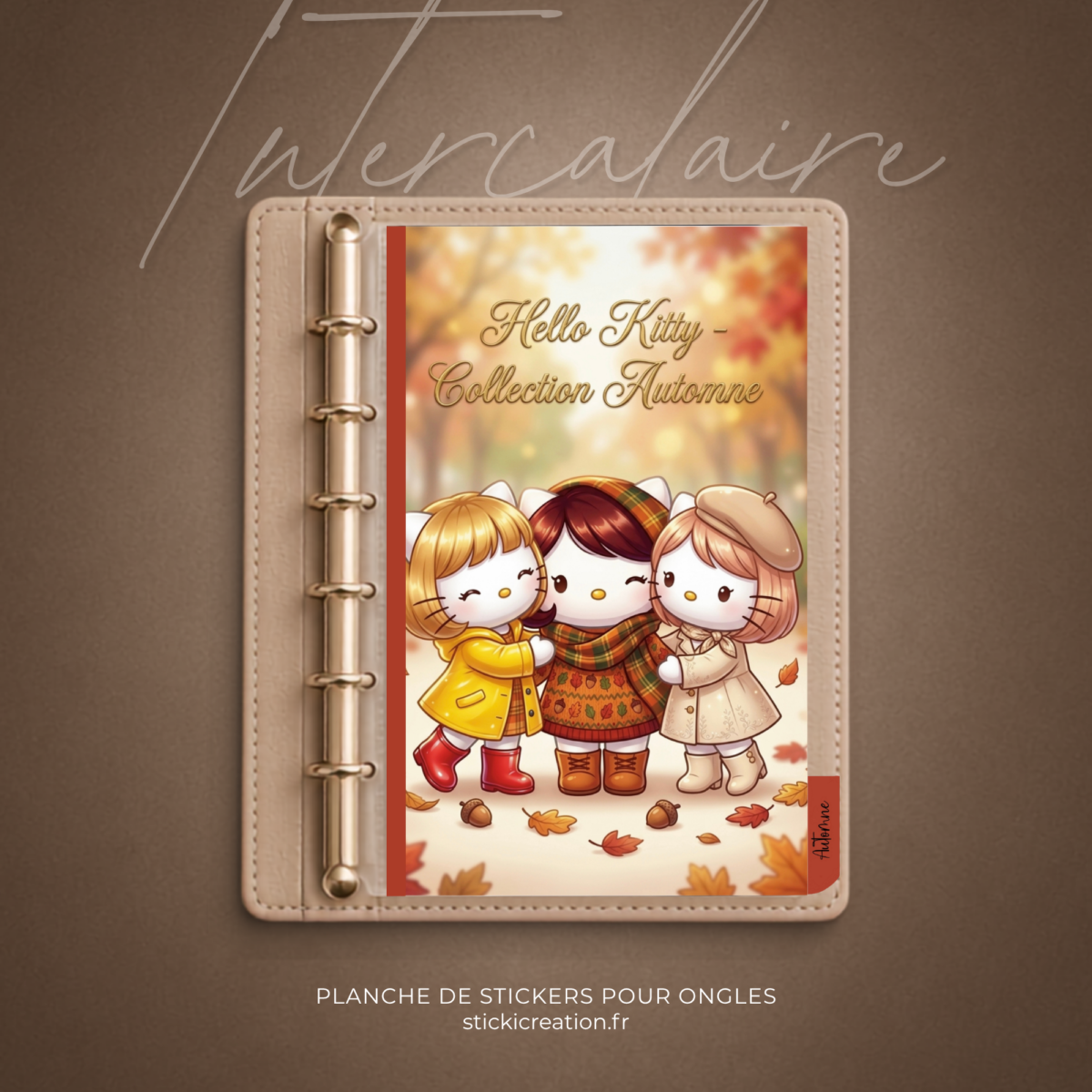 Intercalaire KITTY AUTOMNE + Fond de classeur, boîte et carnet